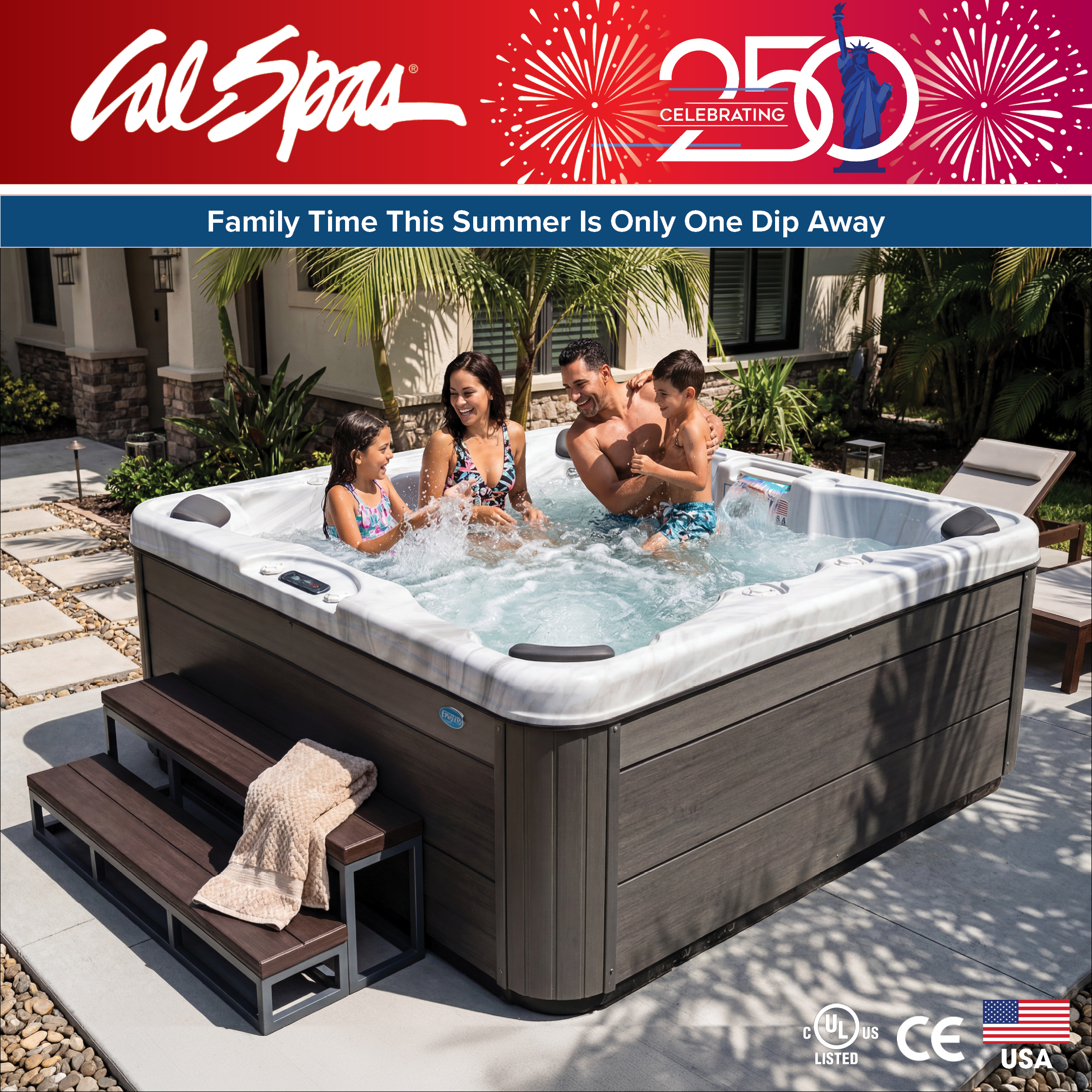 Calspas hot tub being used in a family setting - Rochester Hills